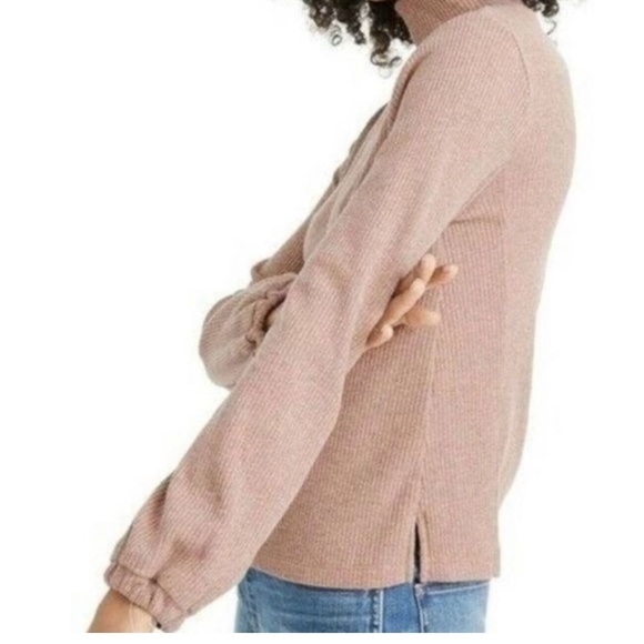 MADEWELL Heathered Rose Bubble Sleeve Swing Neck Turtle Neck Size Medium - Picture 2 of 14